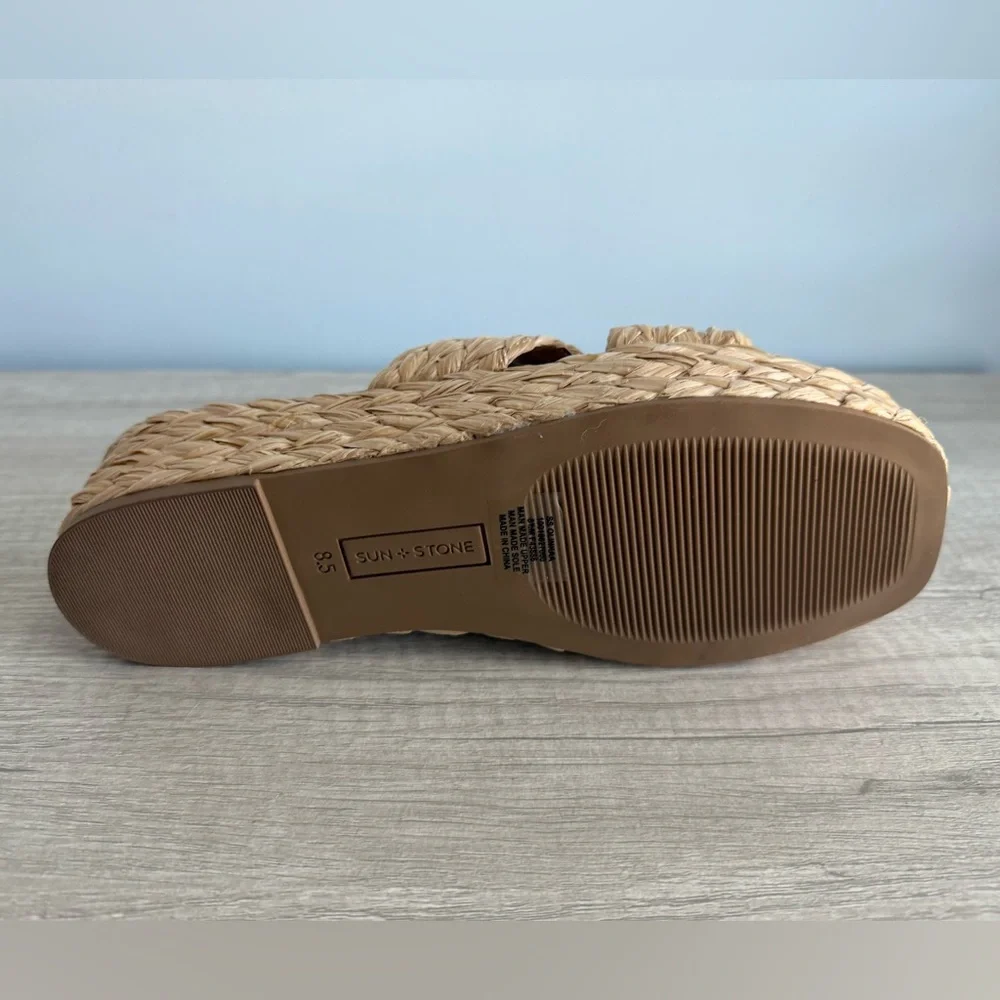 Sun + Stone Women's Olinkaa Woven Slide Espadrille Wedge Sandals Size 8.5